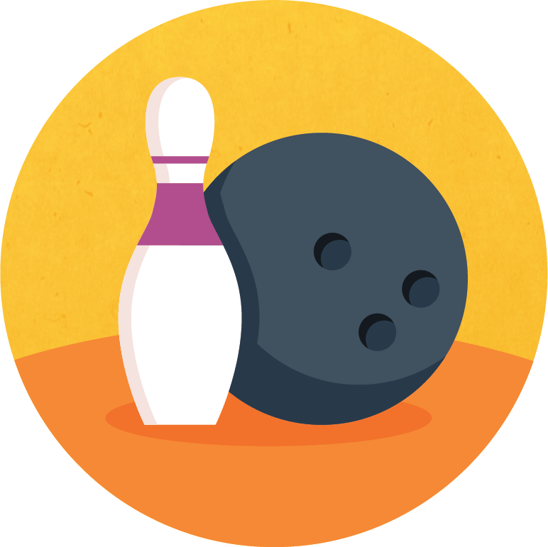 Graphic of a bowling ball and pin