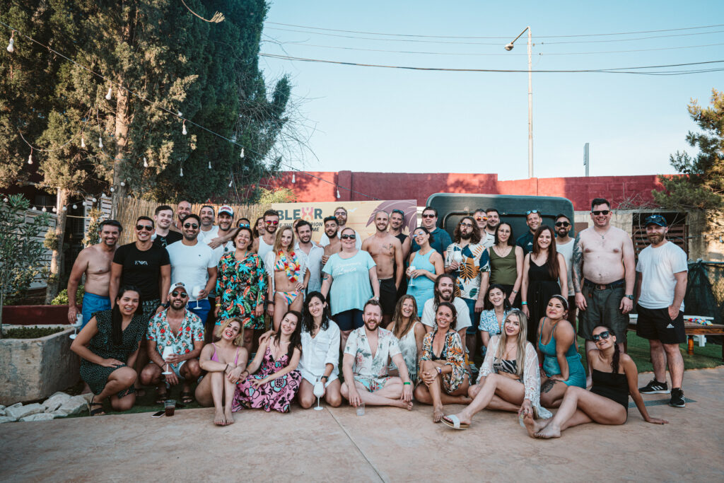 A group of people posing for the camera